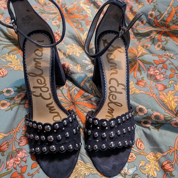 Sam Edelman Blue Suede Studded Heels - Picture 6 of 7